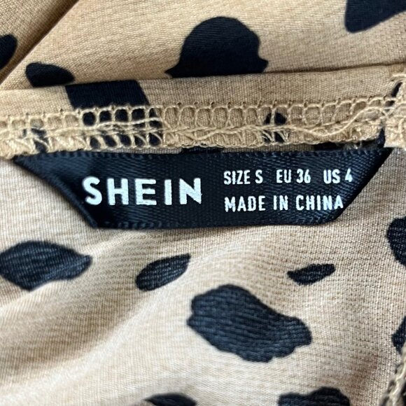 Shein Dalmation Print Dress Womens Size 4 Shirred Knot Backless - Picture 8 of 10